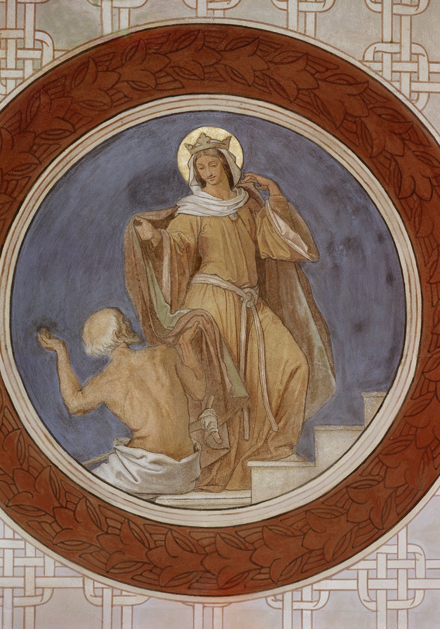 St. Elisabeth giver sin frakke til en tigger, c.1855 af Moritz Ludwig von Schwind