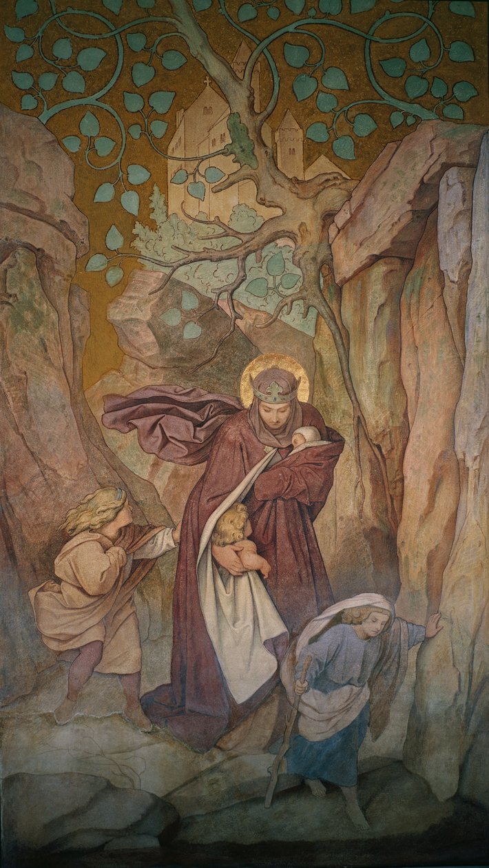 St. Elisabeths Afgang fra Wartburg Slot, c.185455 af Moritz Ludwig von Schwind