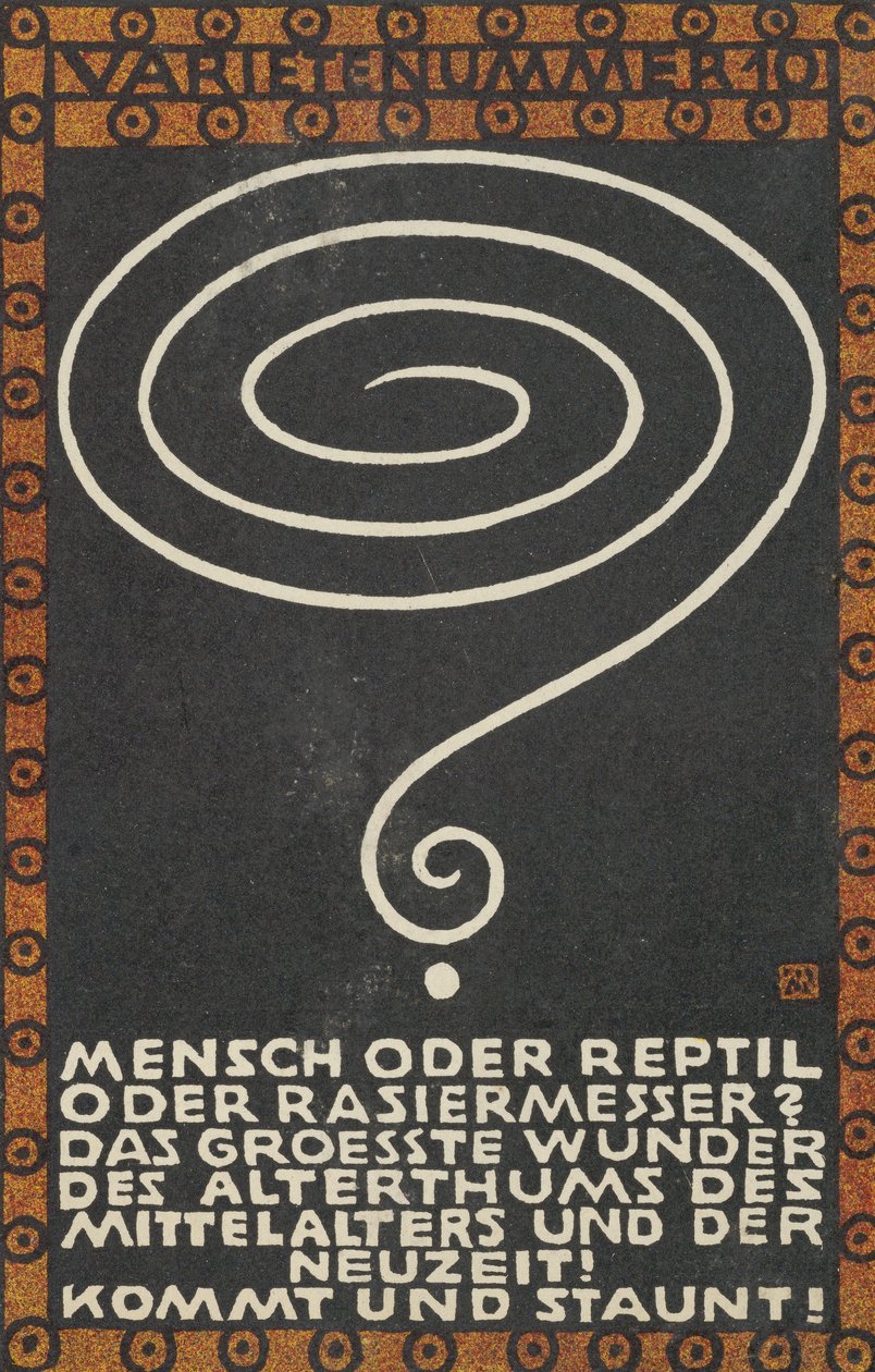 Variety Act 10: Man or Reptile or Razor Variety Act 10: Man or Reptile or Razor..., 1907. af Moritz Jung