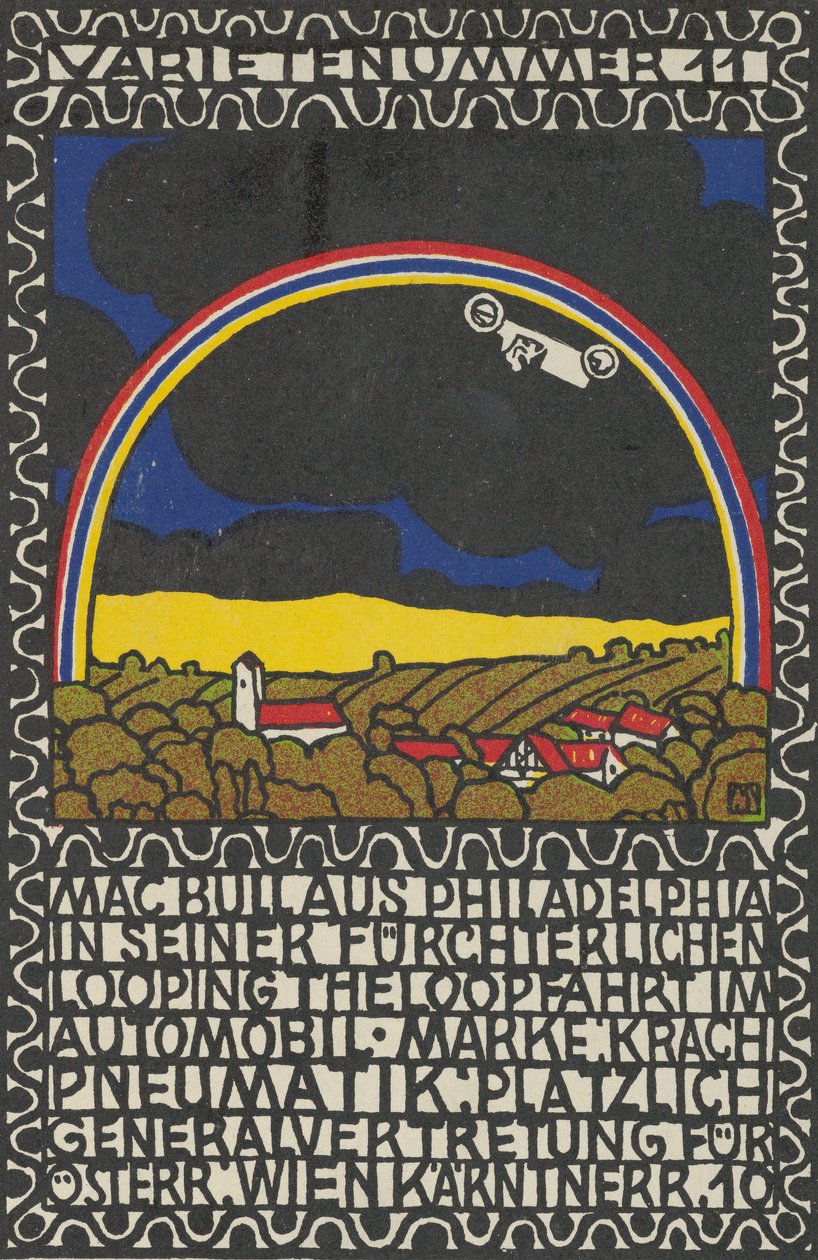 Variety Act 11: Mac Bull fra Philadelphia i hans frygtelige Loop-the-Loop-tur i sin bil ..., 1907. af Moritz Jung