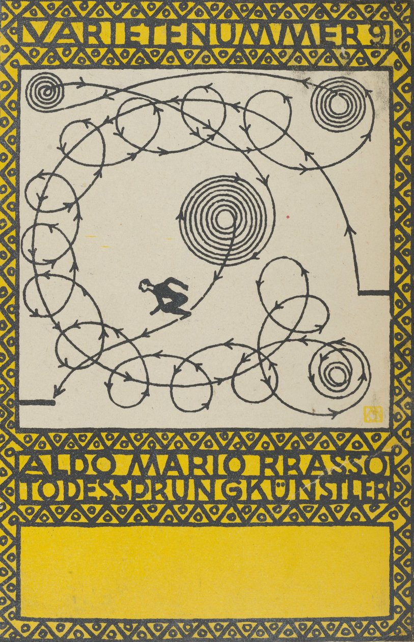Variety Act 9: Aldo Mario Brasso, Leap of Death Artist Varietenummer 9: Aldo Mario Bras..., 1907. af Moritz Jung
