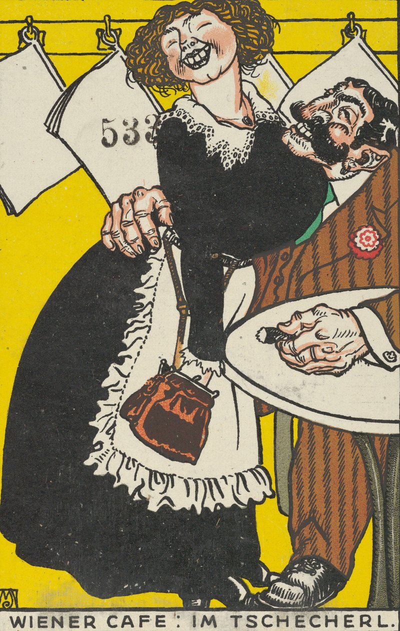 Wienercafé: I den lille café Wienercafé: Im Tschecherl, 1911. af Moritz Jung