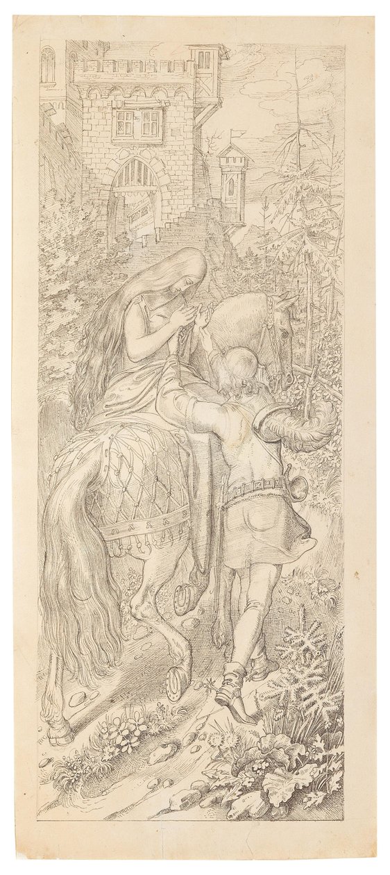En scene fra eventyret De syv ravne og deres trofaste søster, 1830-1831. af Moritz Ludwig von Schwind