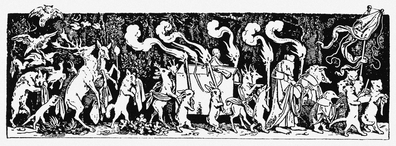 Jægerens Begravelsesoptog Fra: Munich Bilderbogen No 44 af Moritz Ludwig von Schwind