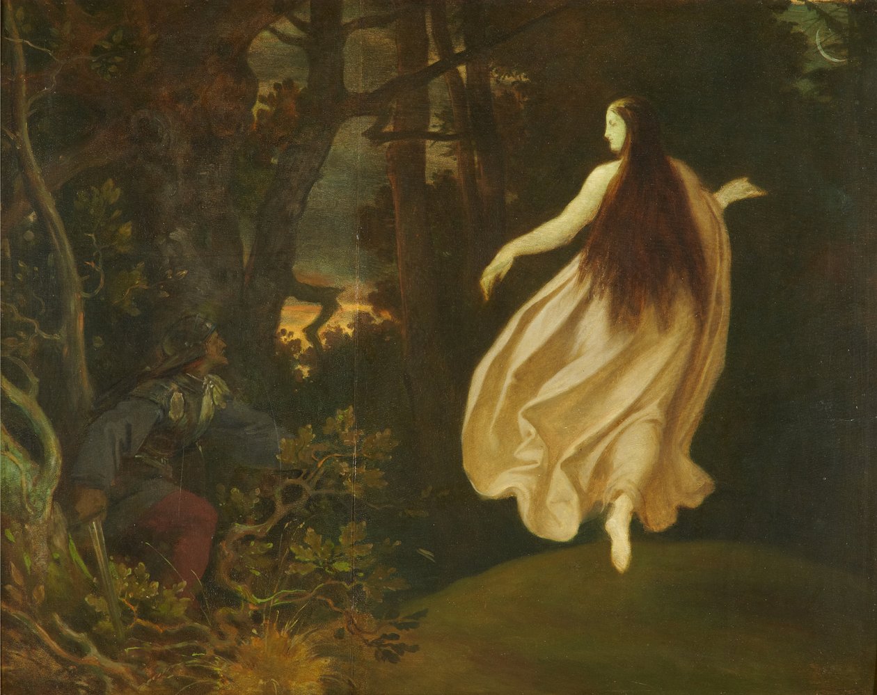 Skikkelsen i skoven (fra Tornerose), før 1858 (olie på træ) af Moritz Ludwig von Schwind