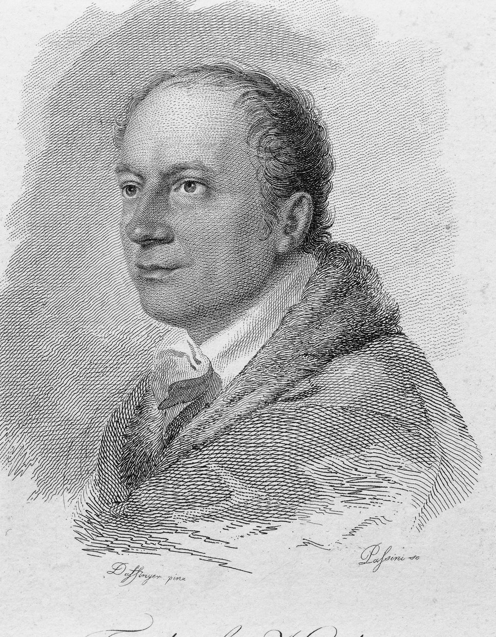 Portræt af Friedrich Kind, graveret af Passini (gravering) af Moritz Michael (after) Daffinger