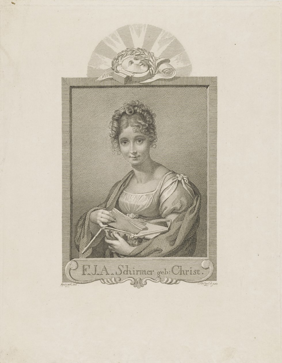 Portræt af skuespillerinden Friederike Schirmer, født Christ 1785-1833, ca. 1830. af Moritz Retzsch
