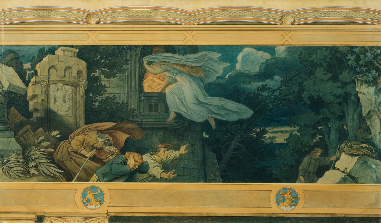Den smukke Melusine: IX. Melusines mors smerte af Moritz Ludwig von Schwind