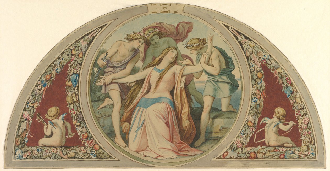 Tre drenge redder den fortvivlede Pamina fra selvmord, 1864. af Moritz Ludwig von Schwind