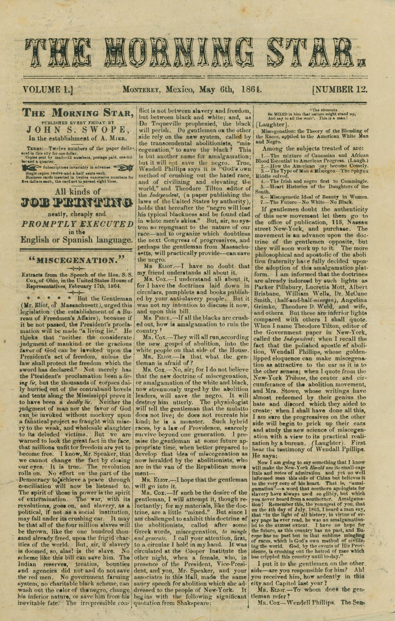 Inkluderer artikel om foreslået lovgivning om misdannelse og nyheder om borgerkrigen af Morning Star