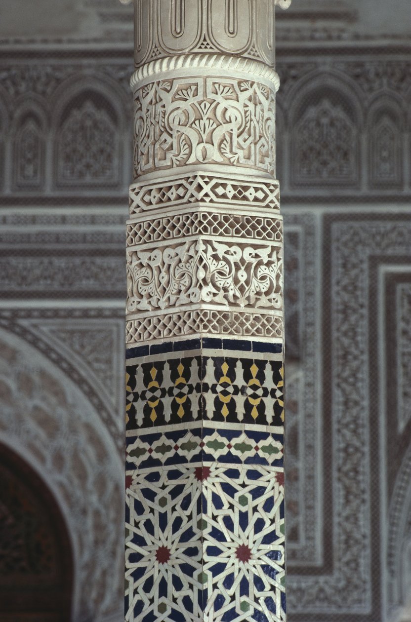 Kasbah of Thamiel glaoui, zellij fliseværk, detalje (keramik) af Moroccan School