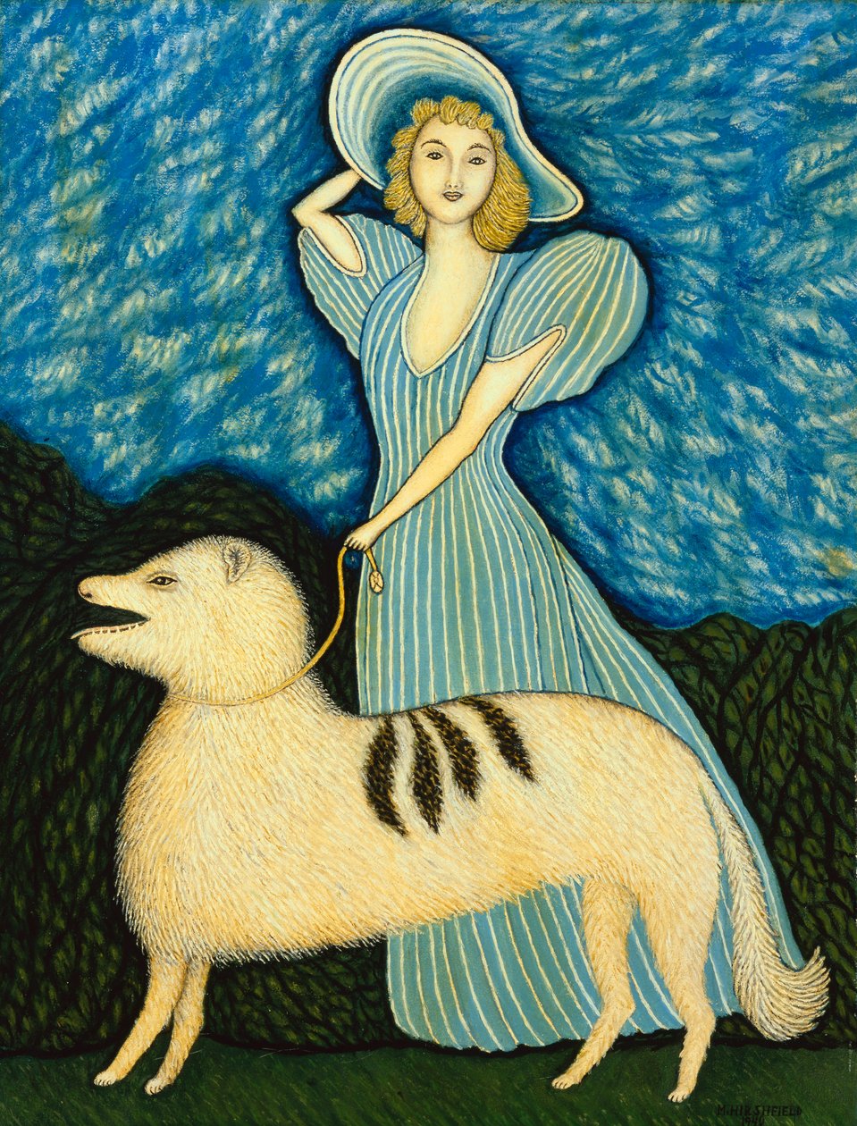 Pige med hund af Morris Hirshfield