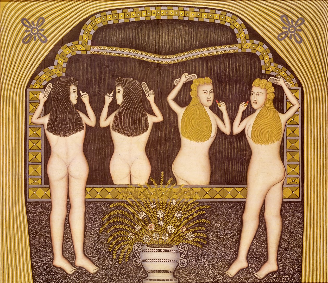 To kvinder foran et spejl af Morris Hirshfield