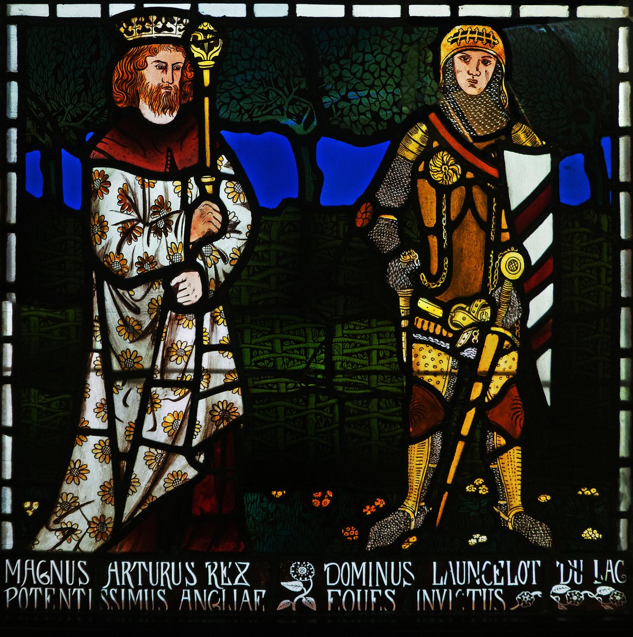 Kong Arthur og Sir Lancelot, 1862. af Morris and Co.