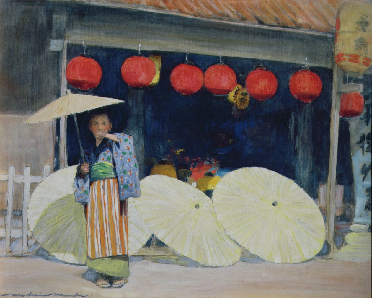 Udenfor en japansk tesalon af Mortimer Ludington Menpes