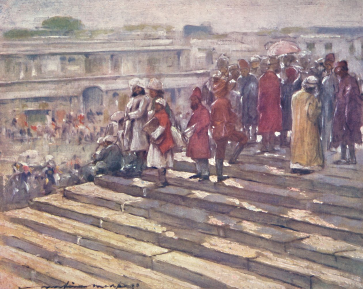 On the Steps of the Jumma Masjid, 1903dani af Mortimer L Menpes