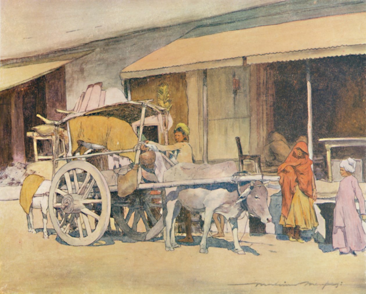 En Bullock-cart, Ajmere, 1905 af Mortimer Ludington Menpes