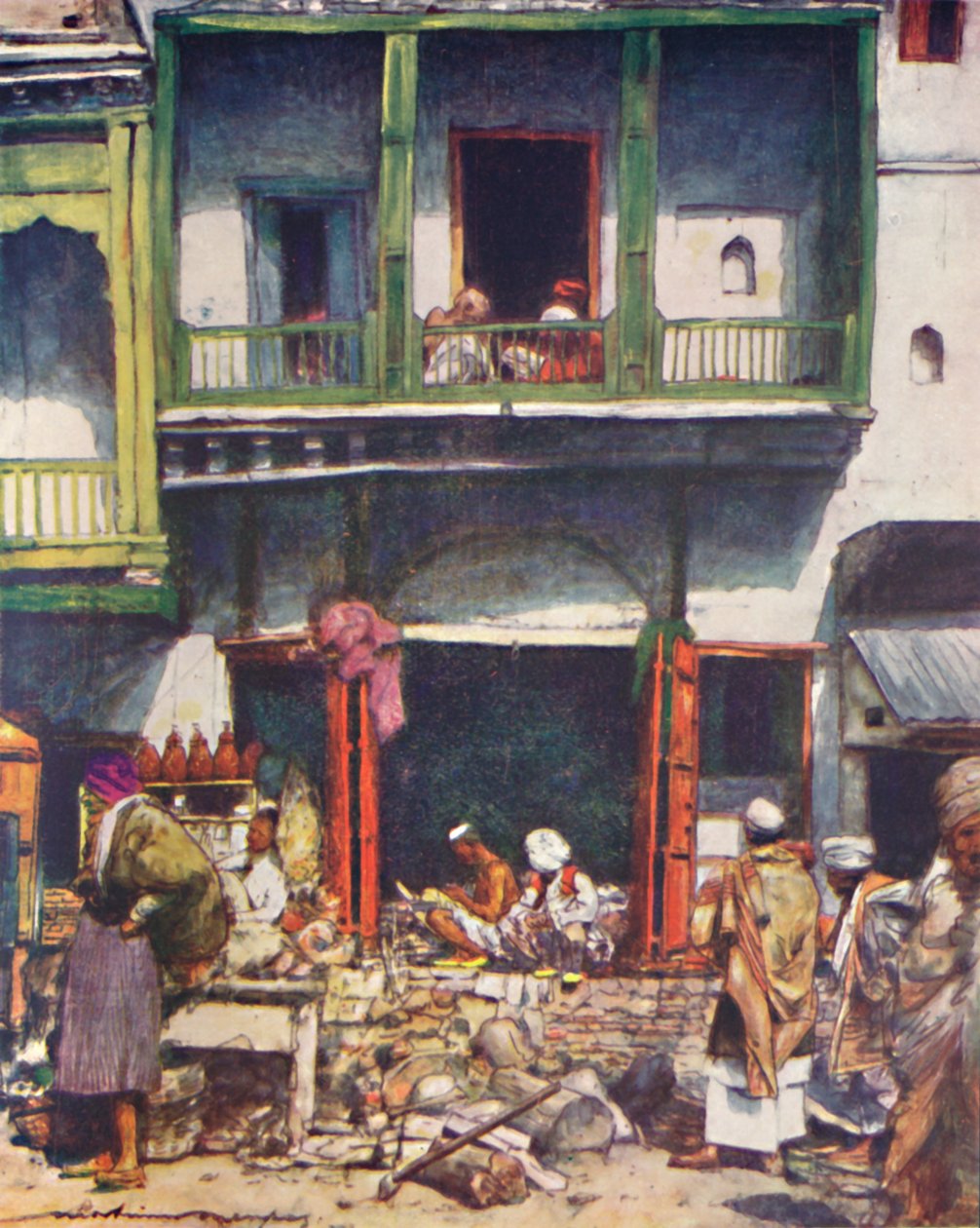 En travl basar i Delhi, 1905 af Mortimer Ludington Menpes