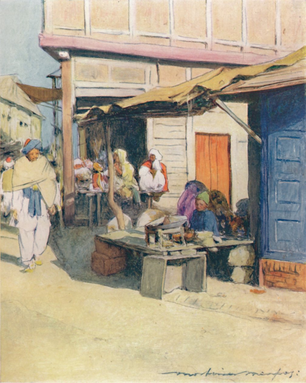 A Street Corner, Peshawur, 1905 af Mortimer Ludington Menpes