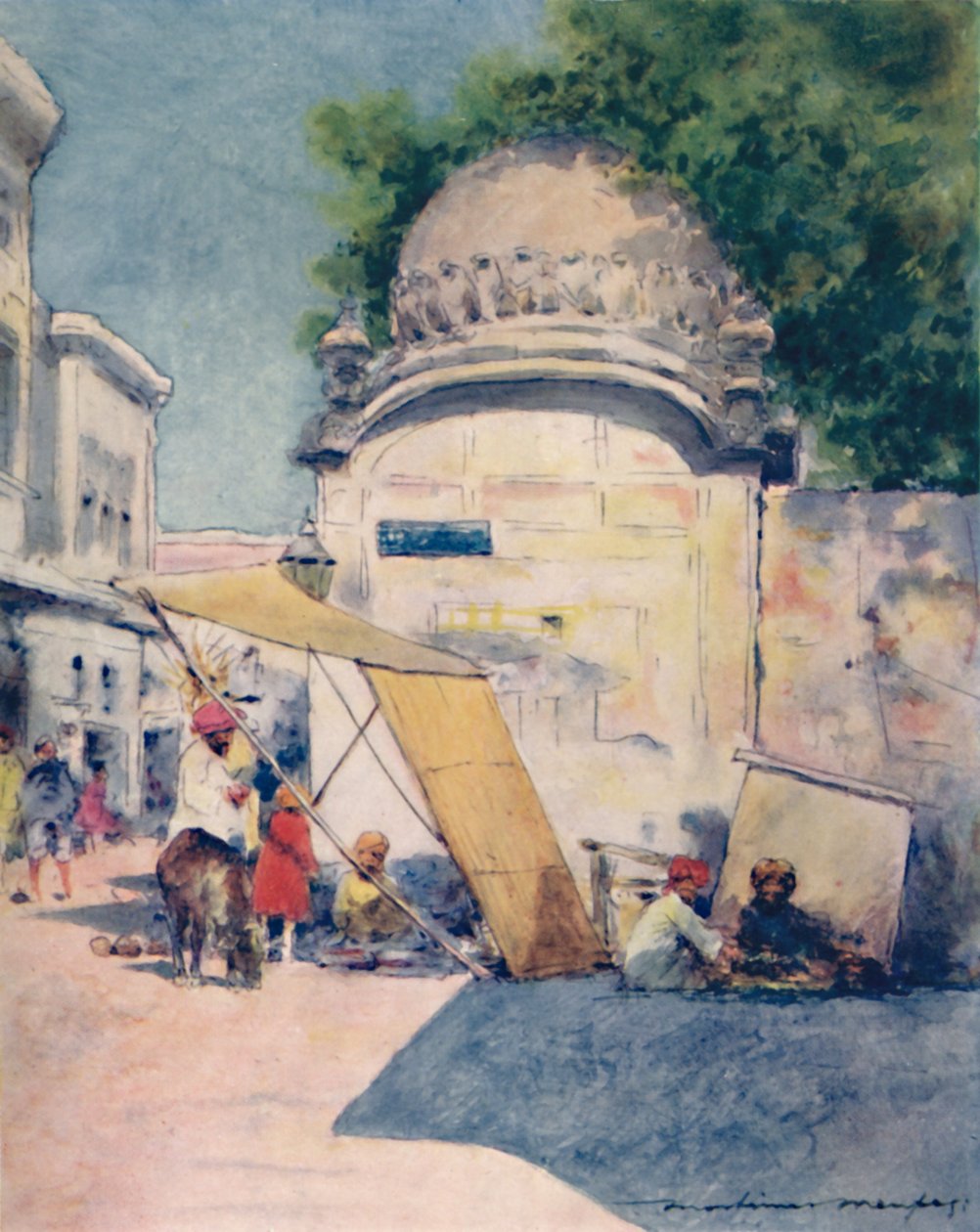 At a Street Corner, Amritsar, 1905 af Mortimer Ludington Menpes