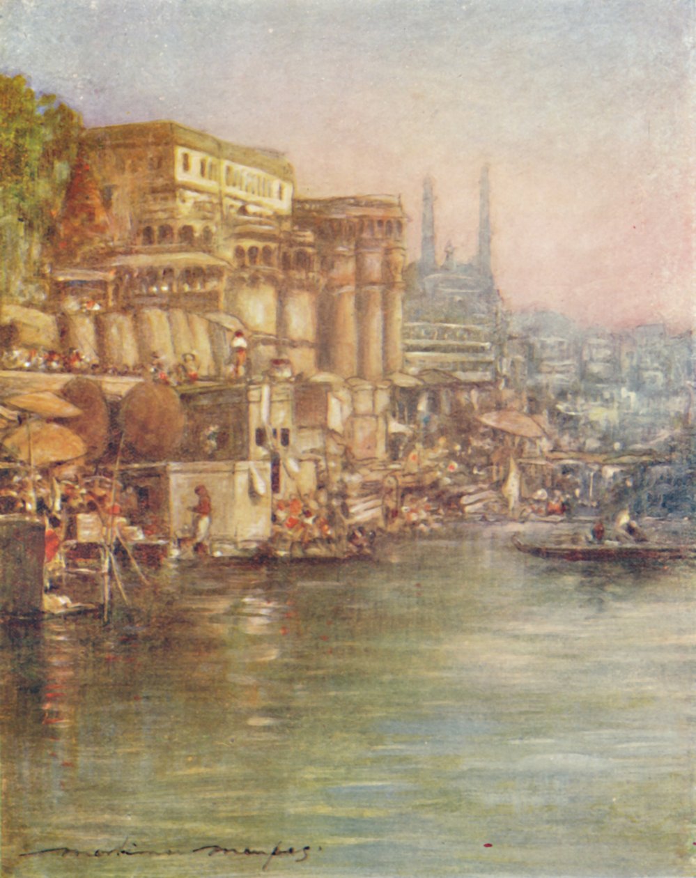 Flodfronten, Benares, 1905 af Mortimer Ludington Menpes