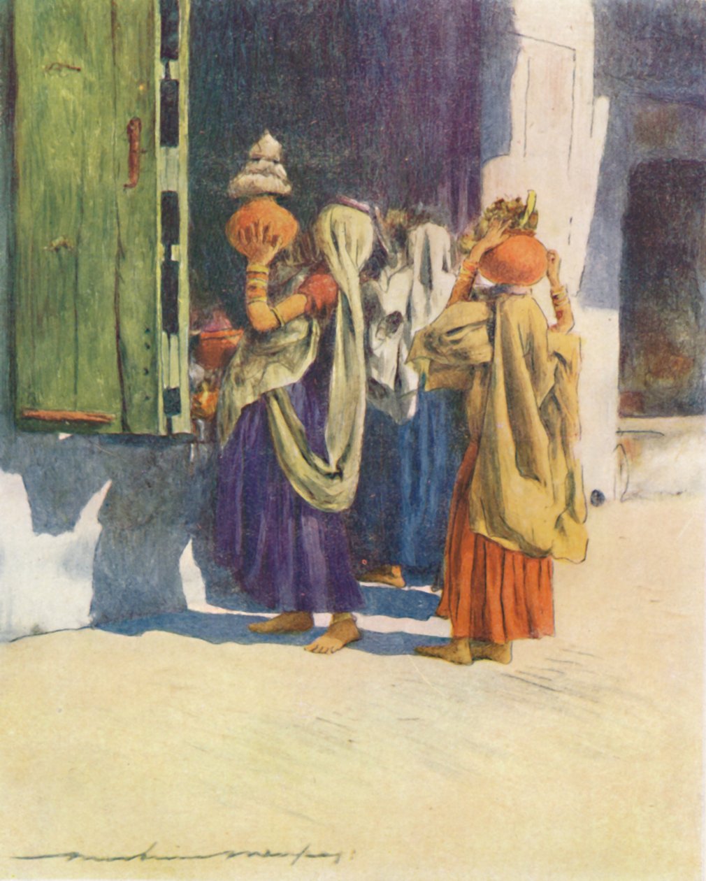 Vandbærere ved Nutha, 1905 af Mortimer Ludington Menpes