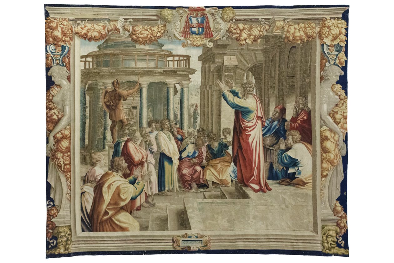 Sankt Paulus prædiker for athenerne, ca. 1630 (billedtæppe på tegninger af Raphael) af Mortlake Tapestry Manufactory