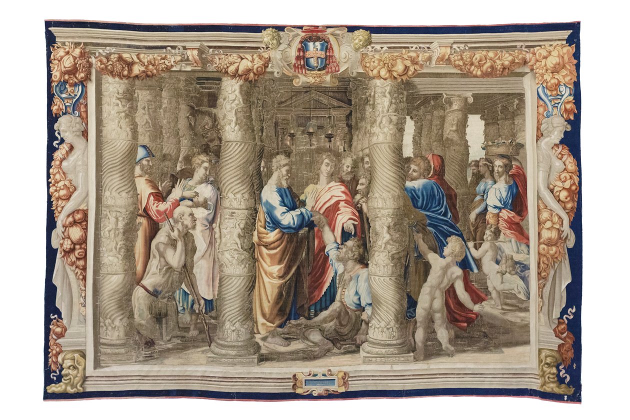 Peter helbreder krøblingen, ca. 1630 (billedtæppe på tegninger af Raphael) af Mortlake Tapestry Manufactory