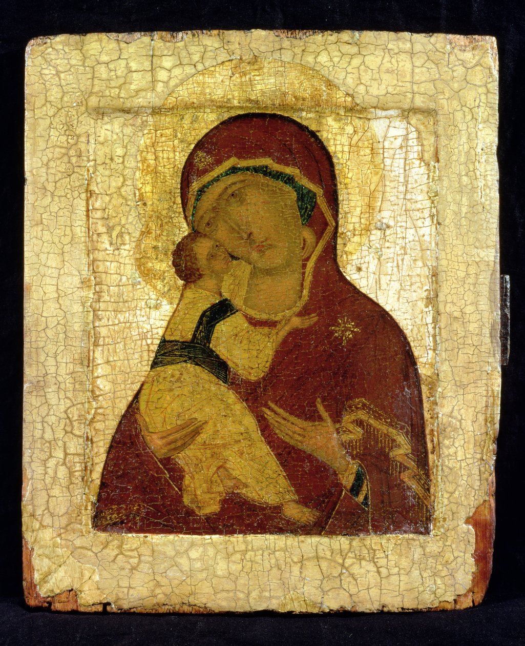 Ikon for Jomfruen af Vladimir (bladguld og tempera på panel) af Moscow School