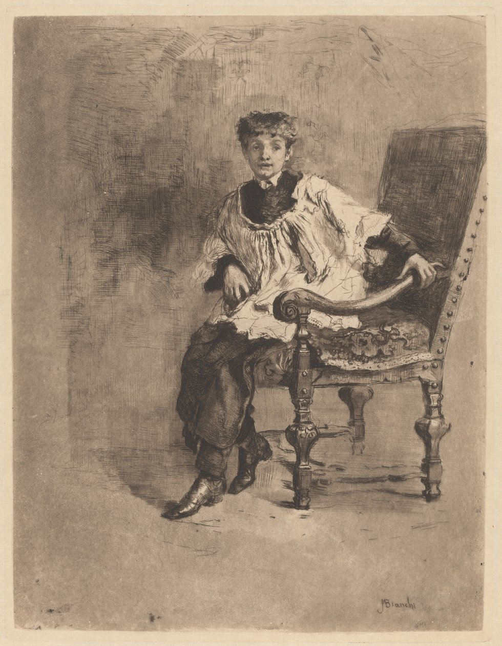 Siddende Acolyte af Mose Bianchi