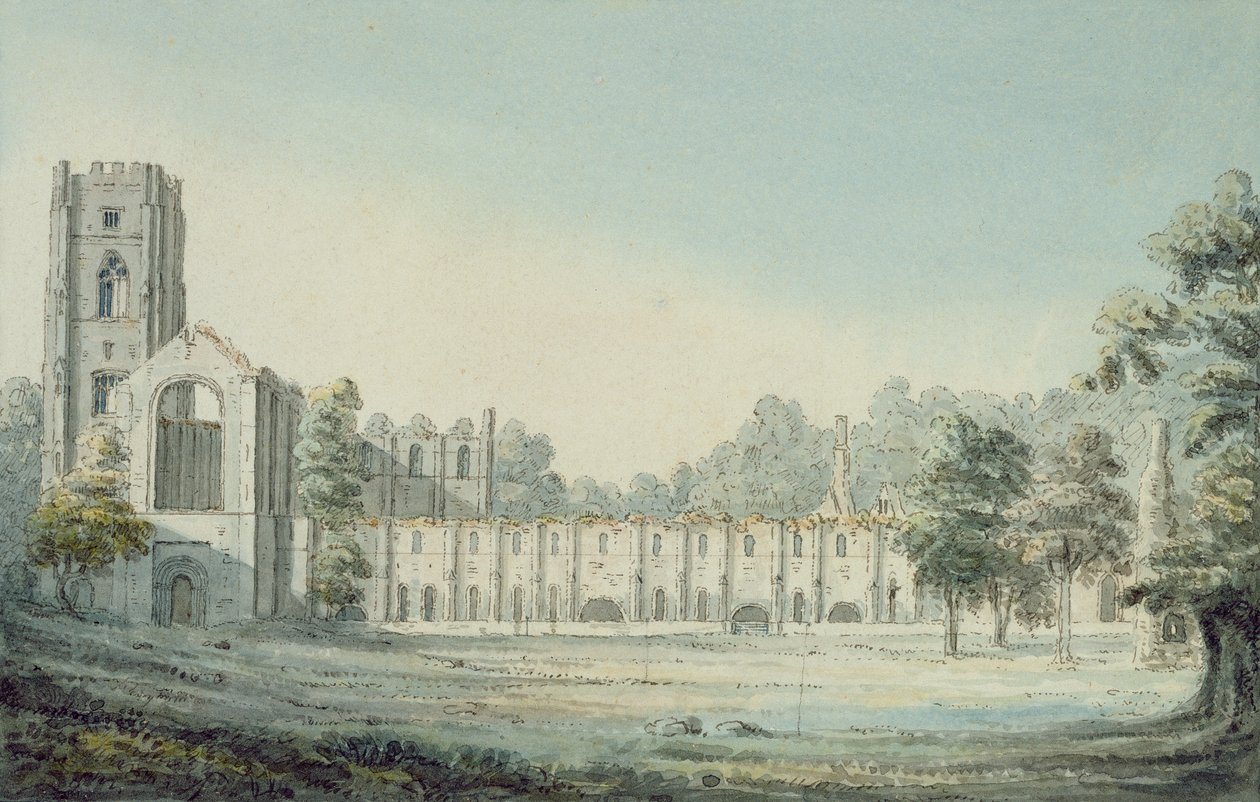 Fountains Abbey (wc og blæk på papir) (for par se 264334) af Moses Griffith
