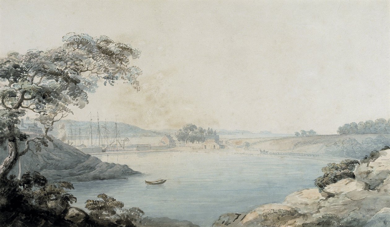 Port Penrhyn (akvarel og blyant på papir) af Moses Griffith