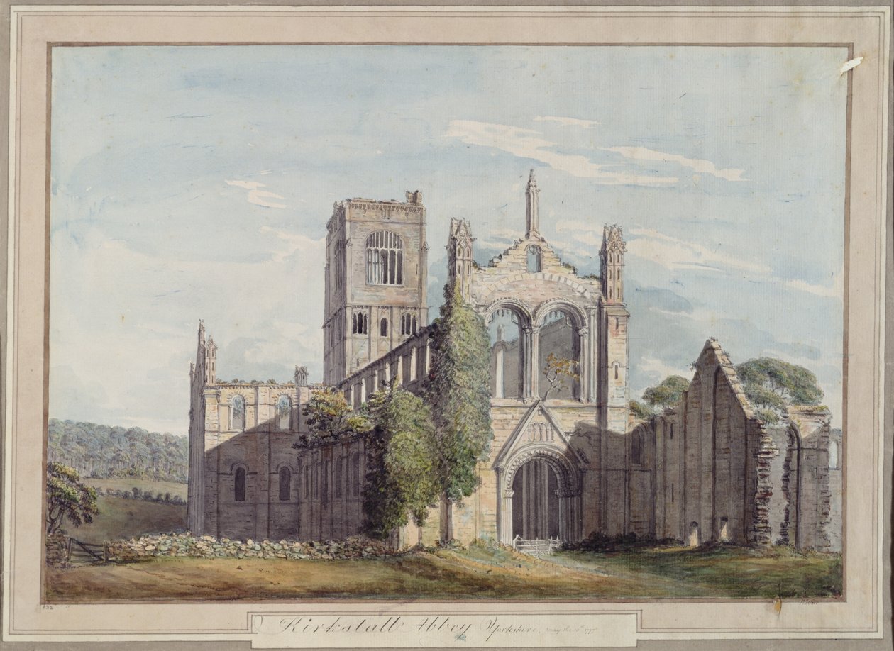 Nordvestudsigt over Kirkstall Abbey, 1777 af Moses Griffiths