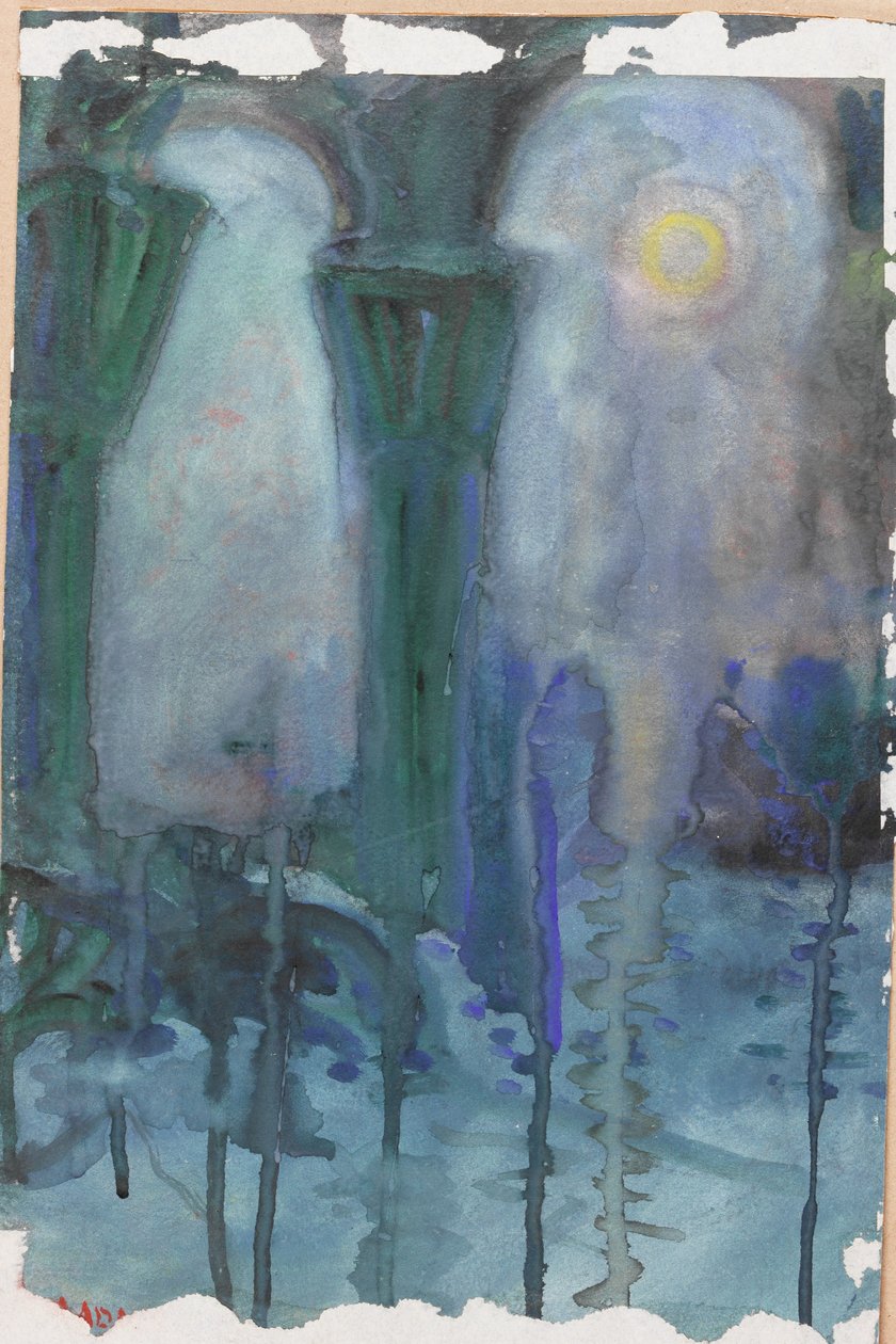 Night Reflections, Venedig (akvarel på papir) af Moses J. Adams