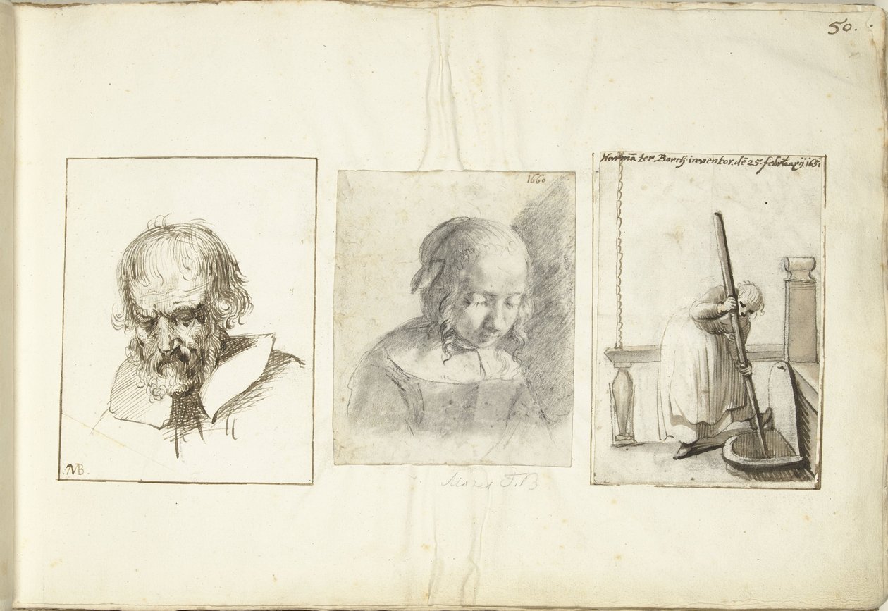 Gammel mand, en pige og en kvinde med en brøndkrog af Moses Ter Borch