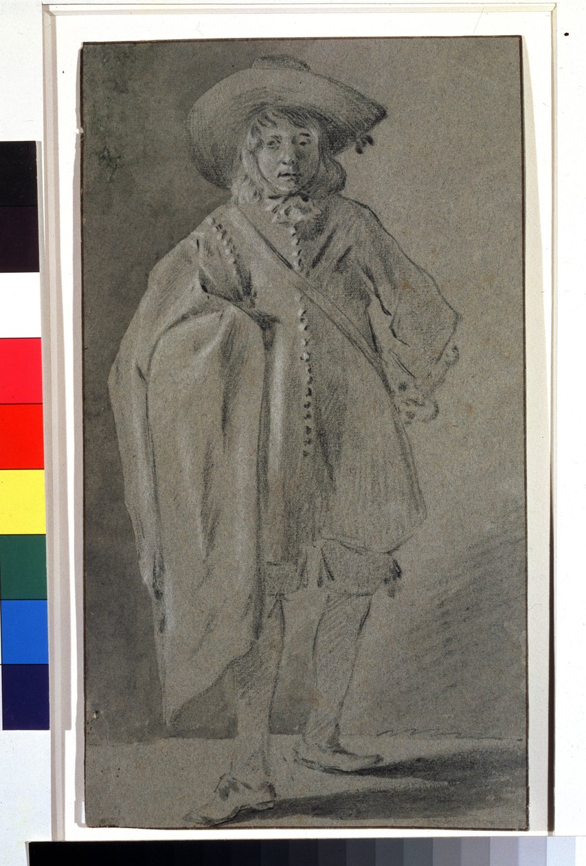 Selvportræt, ca. 1660 (grisaille på papir) af Moses Ter Borch