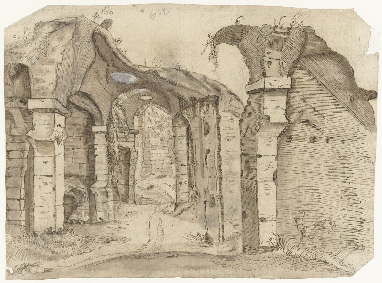 Vej gennem Colosseum, Rom af Moses ter Borch (manner of)