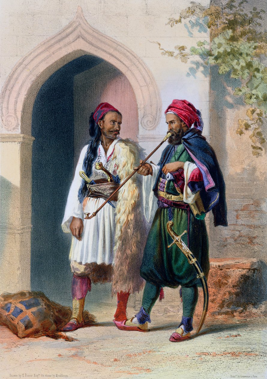 Arnaout og Osmanli soldater i Alexandria, Egypten, 1848 af Mouilleron
