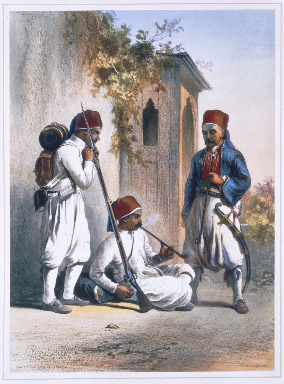 Nizamior, regulære tropper fra den tyrkiske hær ved Kanka, Egypten, 1848 af Mouilleron