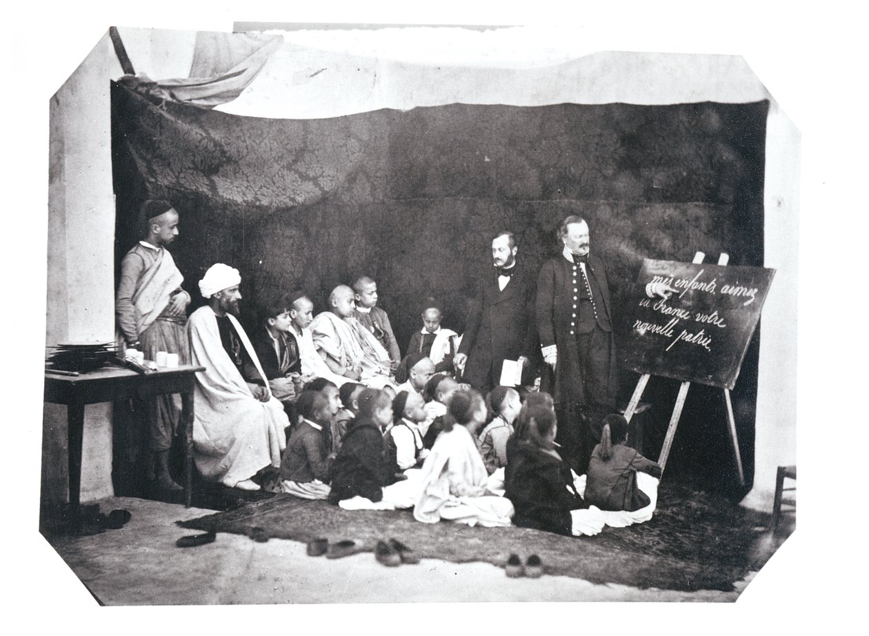 Fransk skole i Algeriet, ca. 1860 bw foto se også 438857 af Moulins