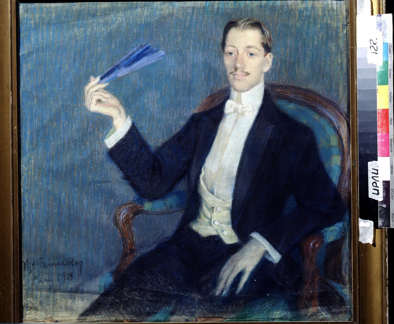 Portræt af digteren Nikolay Gumilyov (1886-1921). Værk af Mstislav Vladimirovich Farmakovsky (1873-1946), pastel på papir af Mstislav Vladimirovich Farmakovsky