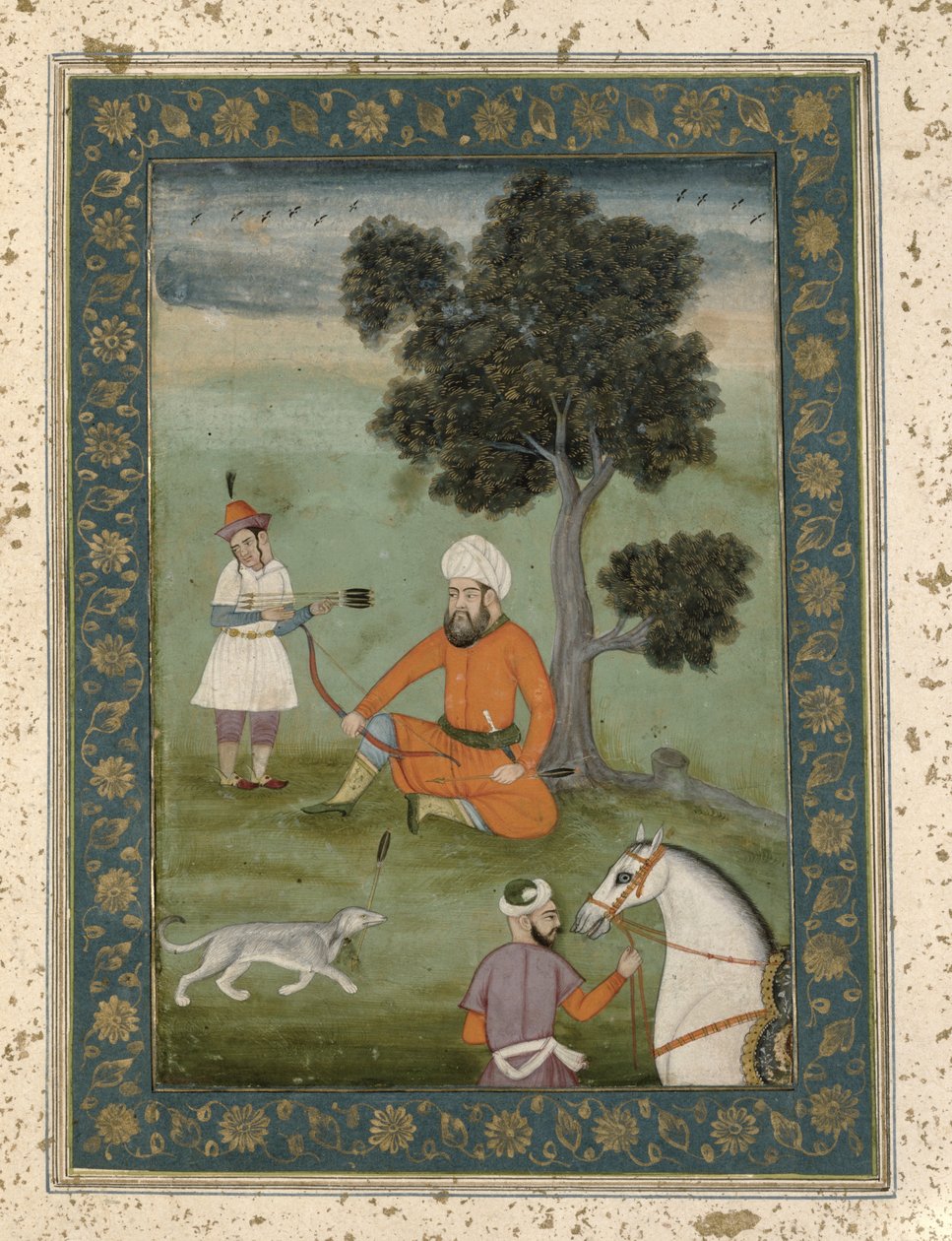 En trans-oxonsk adelsmand siddende under et træ, fra Large Clive Album, ca. 1765 af Mughal School