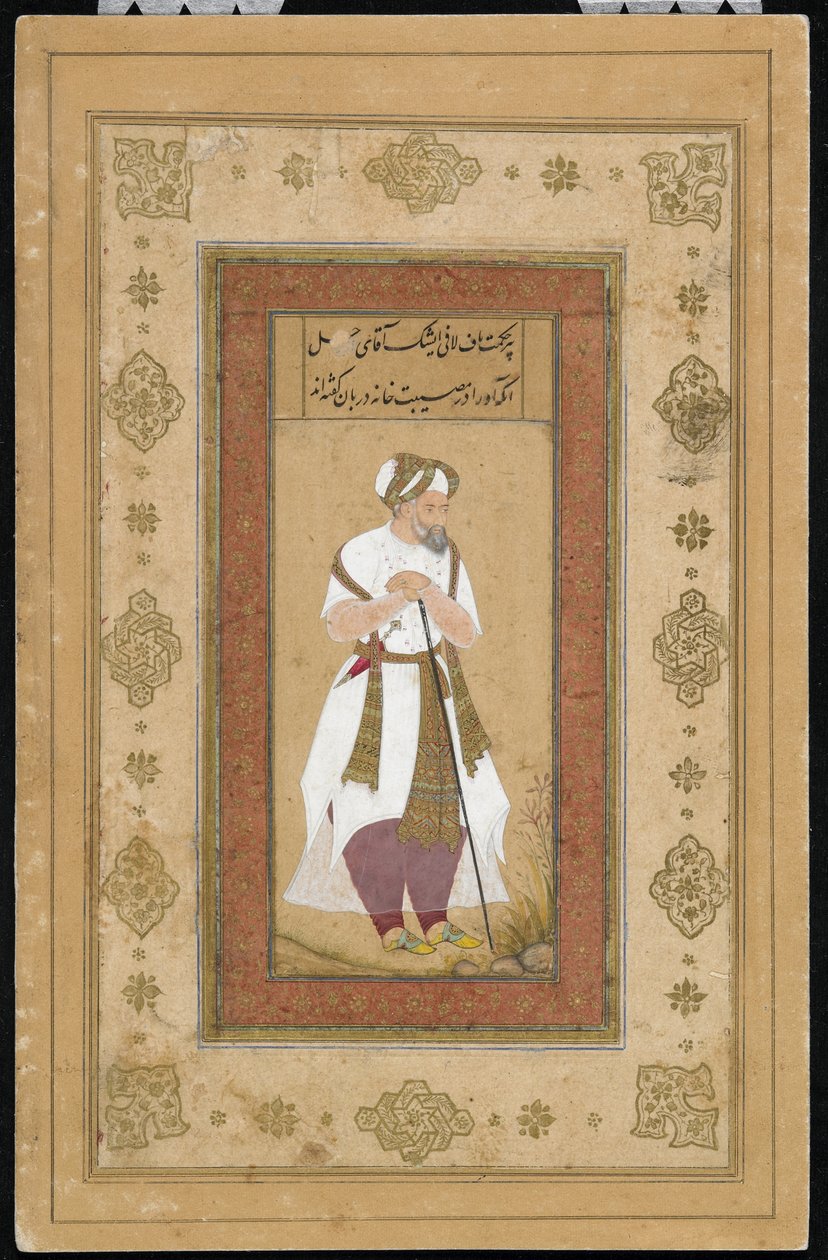 An Aged Courtier fra Salim Album, Manuscript Folio, c.1603 af Mughal School