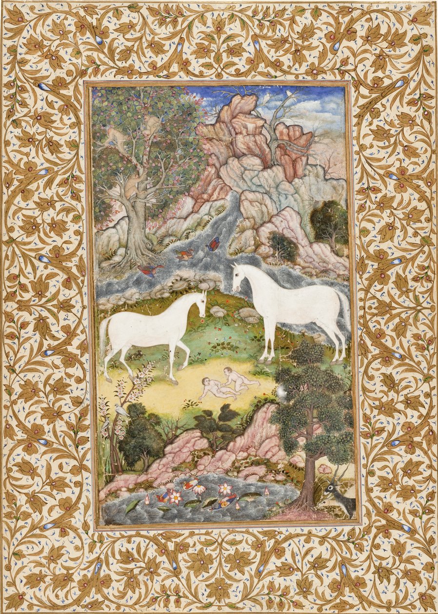 Fødsel af de himmelske tvillinger, ca. 1585-90 af Mughal School