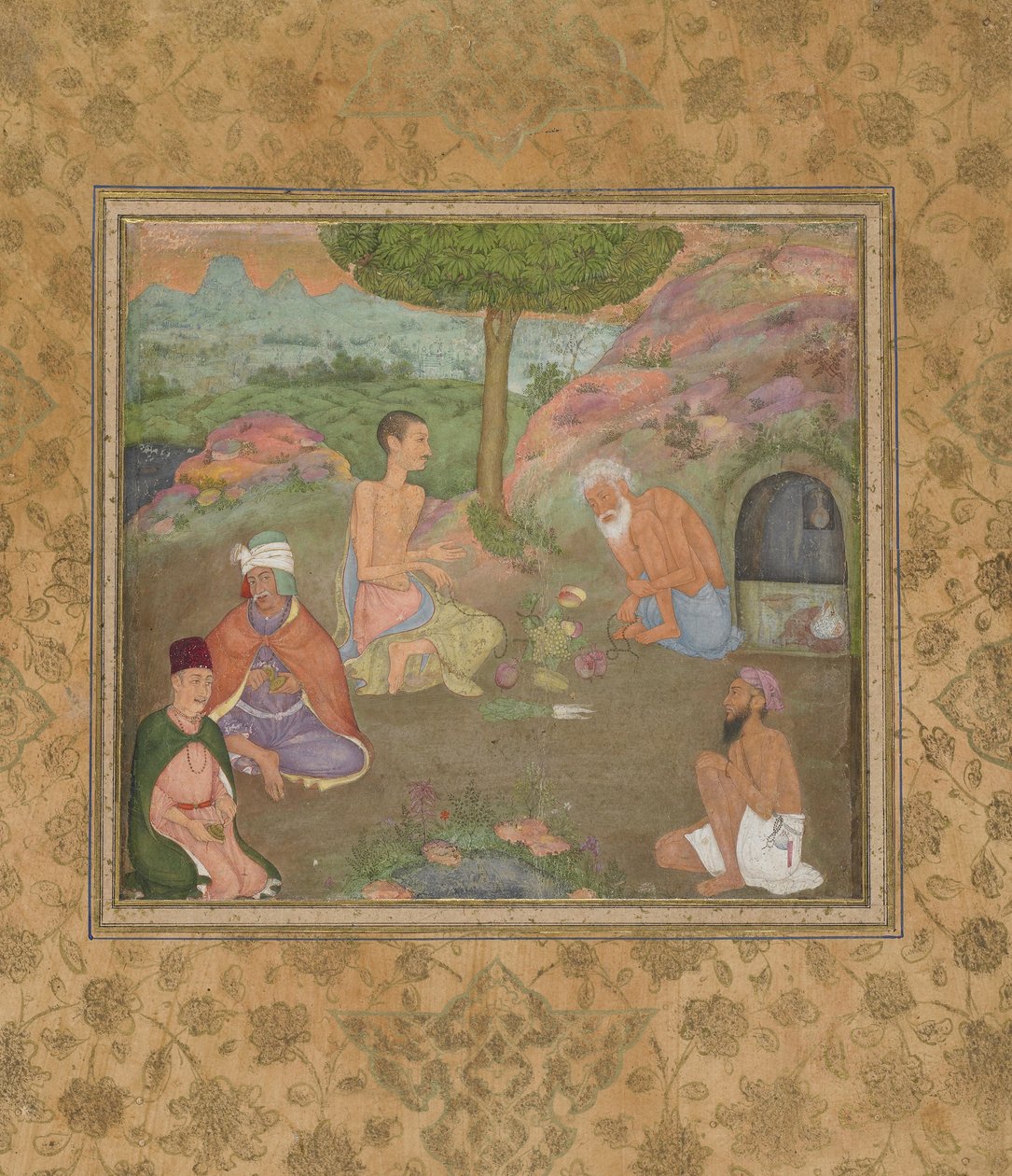 Fem hellige mænd, løsrevet manuskriptfolio, c.1670 af Mughal School