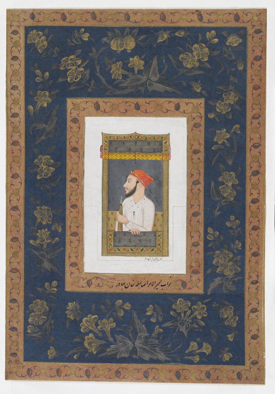 Nawab Amir al-Umara Zabita Khan, løsrevet albumfolio med maleri, ca. 1770 af Mughal School
