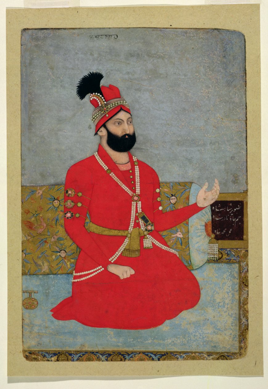 Portræt af Nadir Shah Afshar af Persien (1688-1747), 1700-25 (uigennemsigtigt wc på papir) af Mughal School