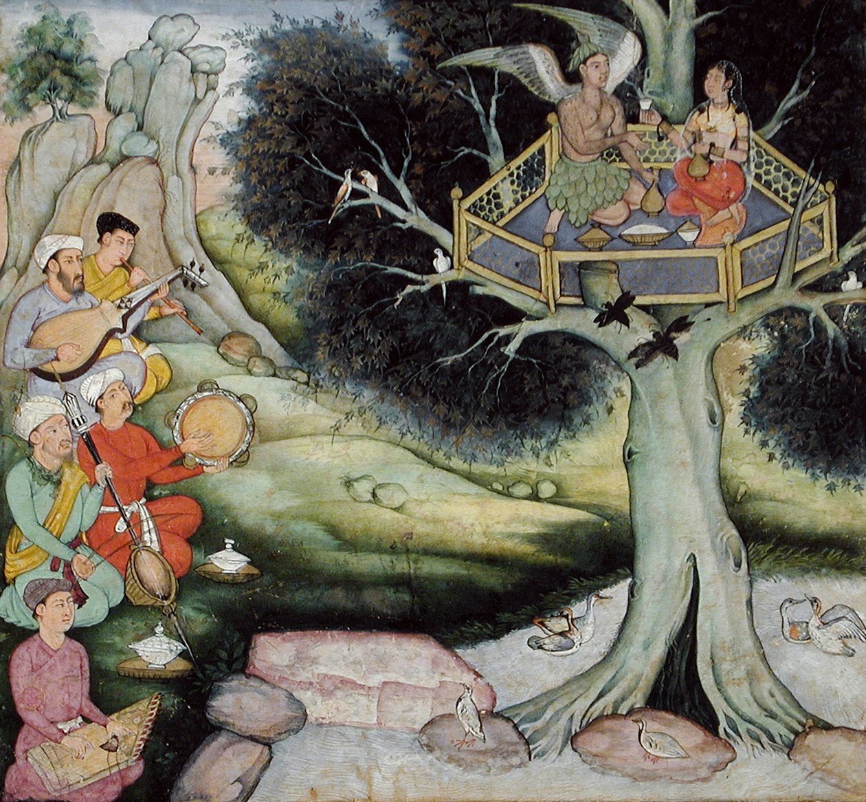 Somaprabha and a Celestial Nymph Listening to Music, c.1590 af Mughal School