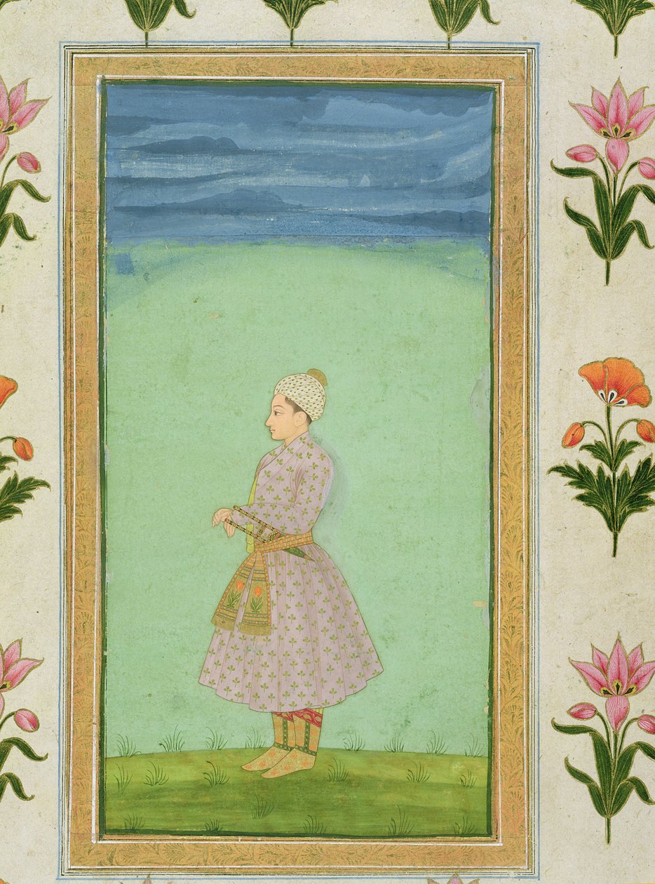 Stående skikkelse af en dreng med en juvelbesat dolk i skæret, fra Small Clive Album af Mughal School