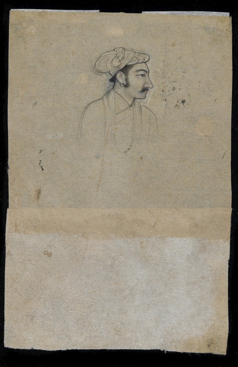 Sultan Khurram (Shah Jahan), ca. 1615 (blæk på papir) af Mughal School